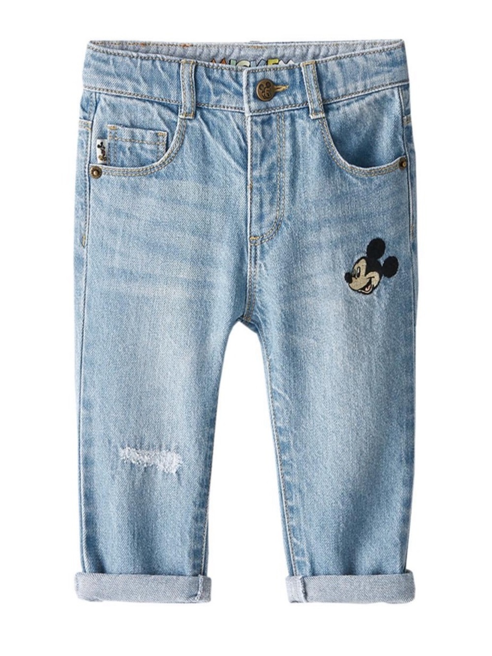 Zara Light Blue Denim Jeans with Mickey Patch